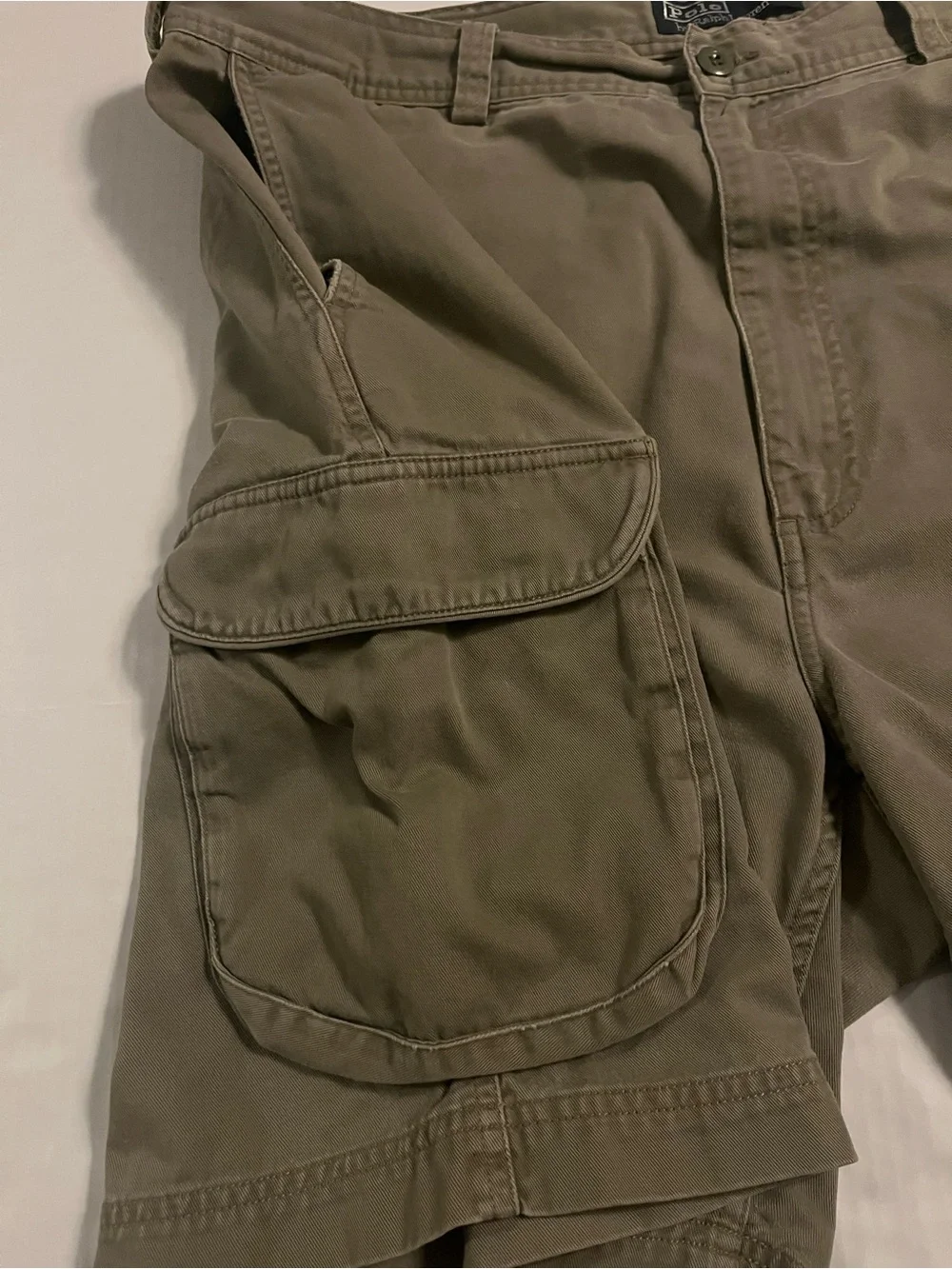 VTG Polo Ralph Lauren Chino Khaki Cargo Utility Shorts Sz 42 Pockets Preppy Y2K